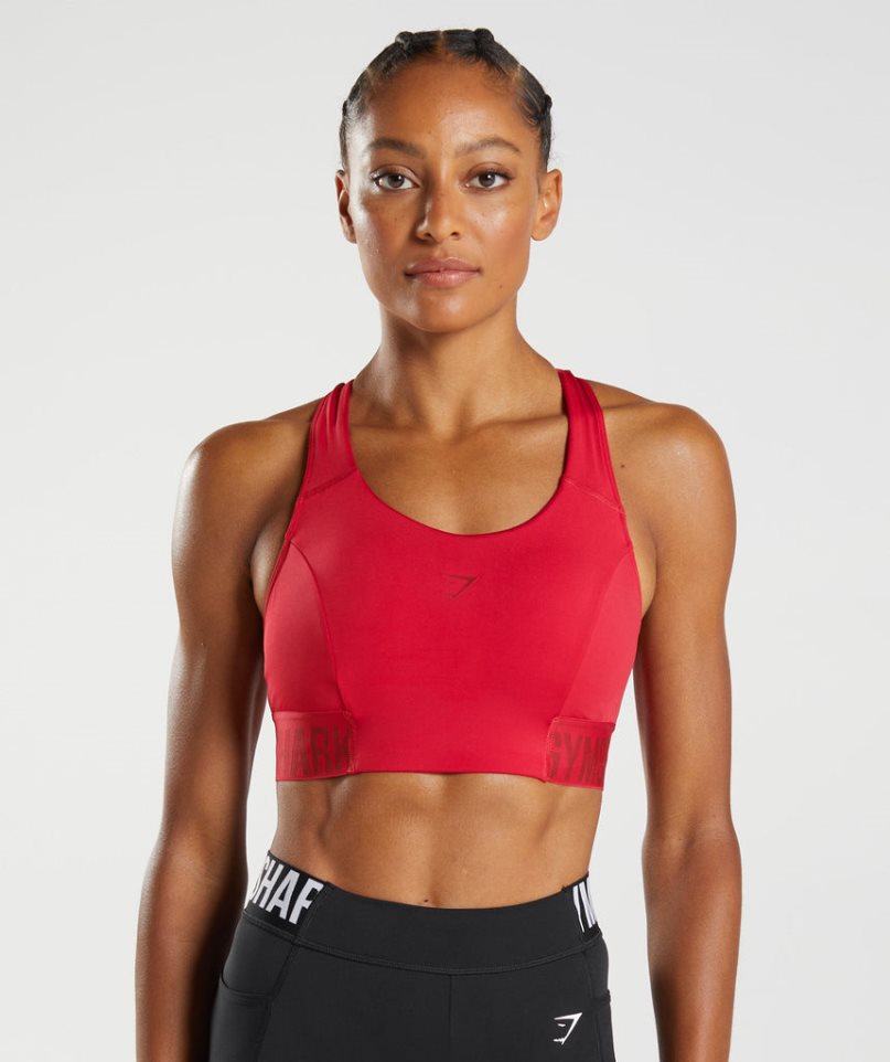 Women\'s Gymshark Training Brandmark Sports Bra Red | NZ 7VMLHX